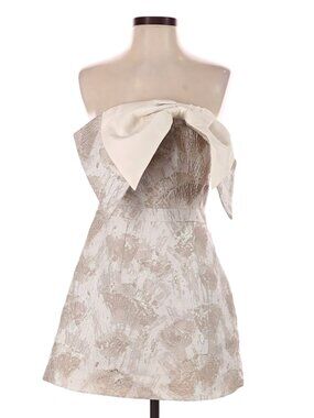 LoveShackFancy Jacquard Bow Strapless Mini Dress
